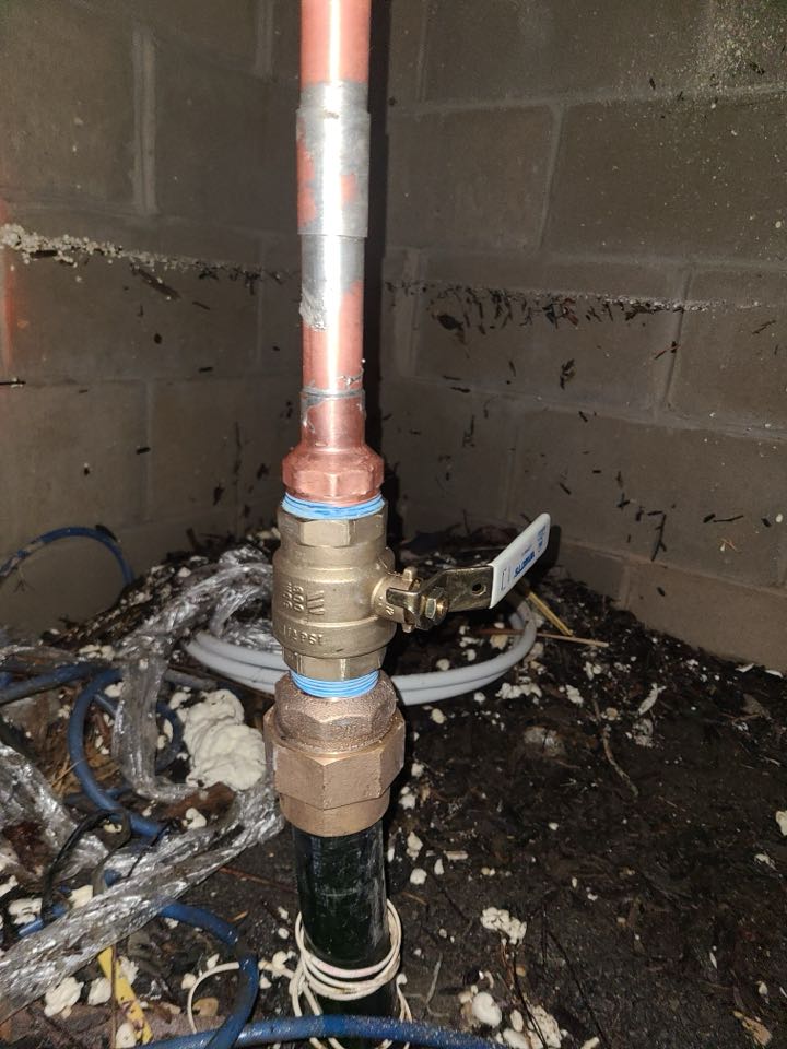 Replaced main water shut off, located in crawl space. Toms River, NJ 08753