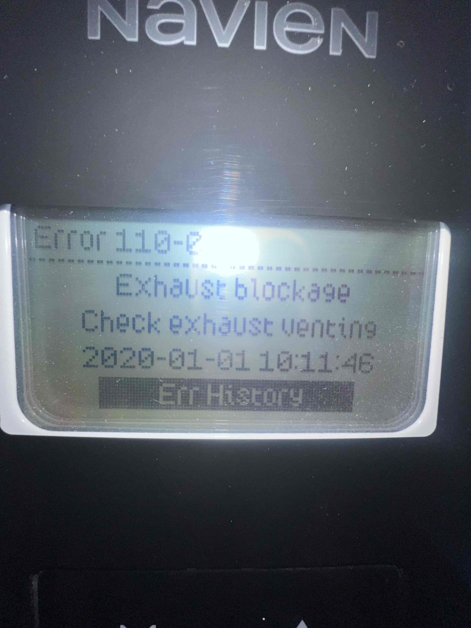 Arrived on site client stated that his Navien tankless water heater was giving an error code for exhaust blockage. Upon inspection i removed the exhaust pipe and put my camera up the vent and did not see anything blocking the exhaust. Client then stated that he removed ice from the vent 90 on top of the roof. I then put the exhaust pipe back together and unplugged the unit and put it back in and the error code did not pop up again. Ran fixtures in the home and every fixture is getting hot as it should. Client stated he has not had his tankless flushed and was unaware that it needed to be flushed so I left him options to do that as well but he declined so today we charged a minor diagnostic.