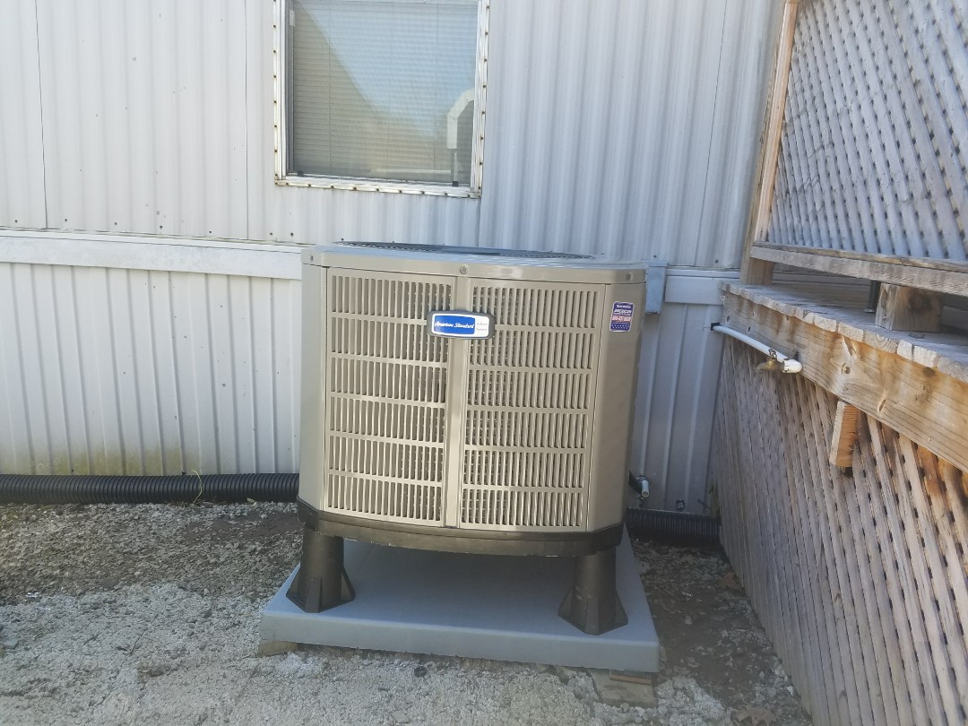 Install American standard 3 ton heat pump with mobile home furnace 