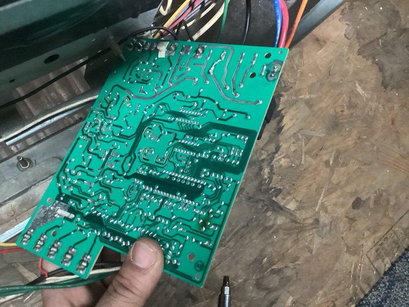 Replaced faulty control board on 25-year-old LP furnace that was failing to maintain operation. Unit would initially light but would not stay running due to overheating relay. Installation of new control board successfully restored proper furnace operation after previous homeowner maintenance likely damaged original board.