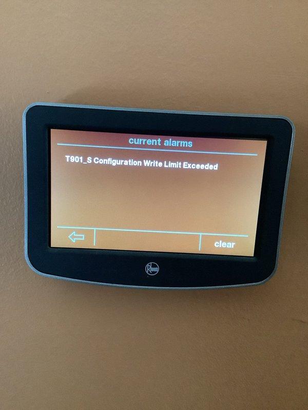 Responded to service call for leak repair and system recharge on heat pump system. Diagnosed refrigerant leak using digital pressure gauge showing low reading of 15 PSI on copper lines. Reset system configuration error "T901_S Configuration Write Limit Exceeded" displayed on Rheem control panel after completing repairs and recharging system to manufacturer specifications.