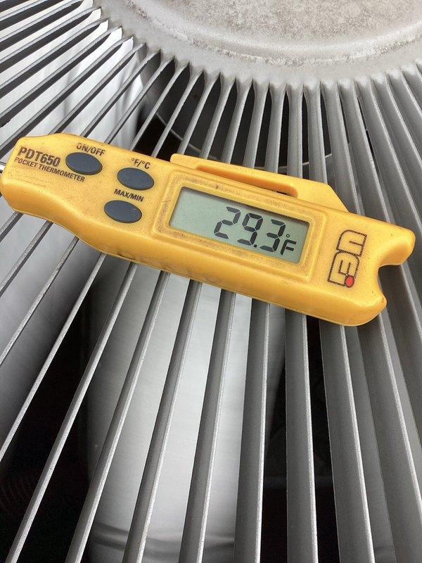 Responded to service call for Lennox heat pump that was defaulting to electric backup instead of operating in heat pump mode during warmer temperatures. Diagnostic testing revealed supply air temperature of 88.9°F and outdoor coil temperature of 29.3°F, confirming proper operation of the system. Educated customer on normal heat pump operation and explained that the system is functioning as designed.