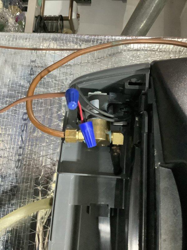 Responded to service call for humidifier leakage issue. Diagnosed faulty solenoid water valve, which was replaced to resolve the leak. Additionally installed a dedicated shut-off valve to the humidifier system for improved serviceability and leak prevention.