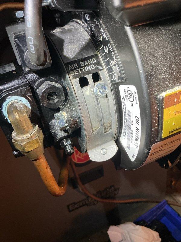 Responded to no heat call on Rheem oil-fired heating system installed in 2018. Customer reported loss of power while away, resulting in flame error and system lockout upon return. Performed system diagnostics and combustion analysis using Testo 310 analyzer, confirming CO levels at 77 ppm and combustion efficiency at 105.2%. Inspected burner assembly, air band settings, and primary control mechanism. Reset system, adjusted air-to-fuel ratio as needed, and restored heat to residence.