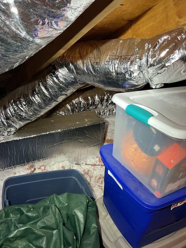 Responded to no-cooling complaint on 8-year-old Trane heat pump system. Upon arrival, confirmed outdoor fan motor operation but no cooling output. Inspected outdoor condenser unit and attic ductwork system. Diagnosed refrigerant issue affecting cooling capacity. System restored to proper cooling operation and tested for adequate airflow through duct system.