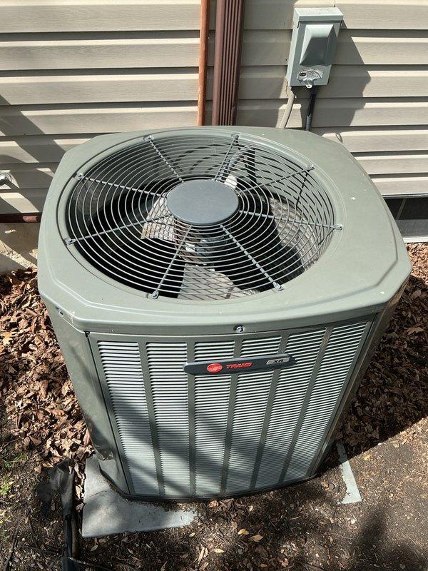 Responded to emergency service call for thermostat unable to switch to cooling mode. Upon arrival, diagnosed issue with Sensi digital thermostat that was preventing mode changeover from heating to cooling operation. Successfully repaired thermostat functionality, restoring proper cooling mode operation. Verified Trane condensing unit responding correctly to thermostat commands and system now operating as designed with proper temperature control.