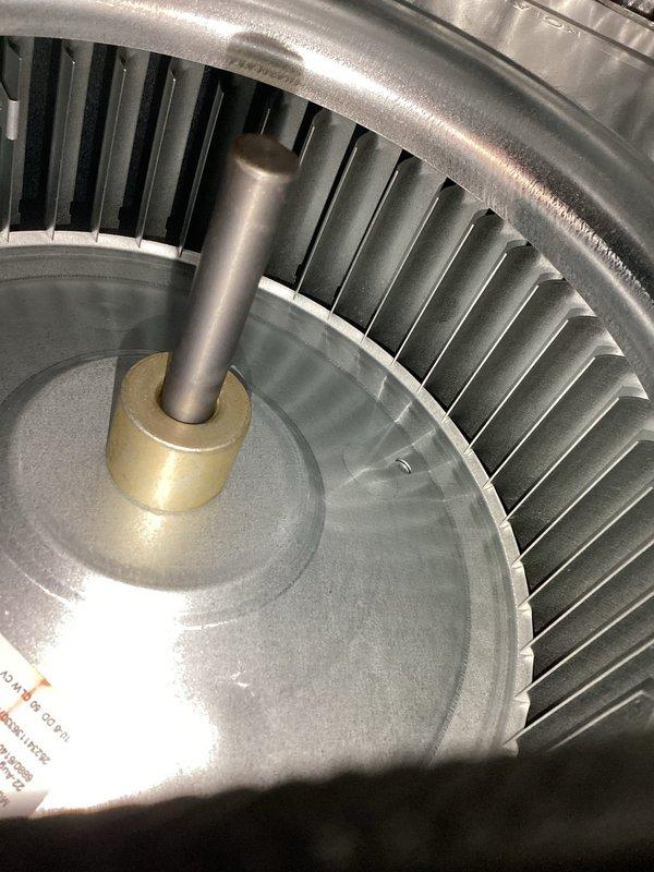 Completed comprehensive AC tune-up on two-zone system including second floor unit under membership plan and first floor Lennox heat pump installed in 2022. Performed standard maintenance procedures on both systems, inspecting condenser coils, blower wheel assemblies, and verifying proper operation of all components. Both units found to be in good working condition with normal dust accumulation on heat exchanger fins and clean blower wheel operation.