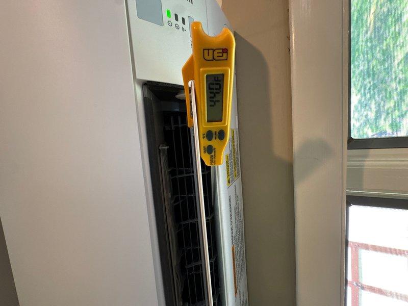 Completed installation of Daikin Aurora ductless heat pump system with exterior disconnect box and interior wall-mounted air handler unit. Additionally installed heat kit in existing Lennox air handler at no charge, collected system balance measurements, and verified proper operation of all components with digital testing equipment.