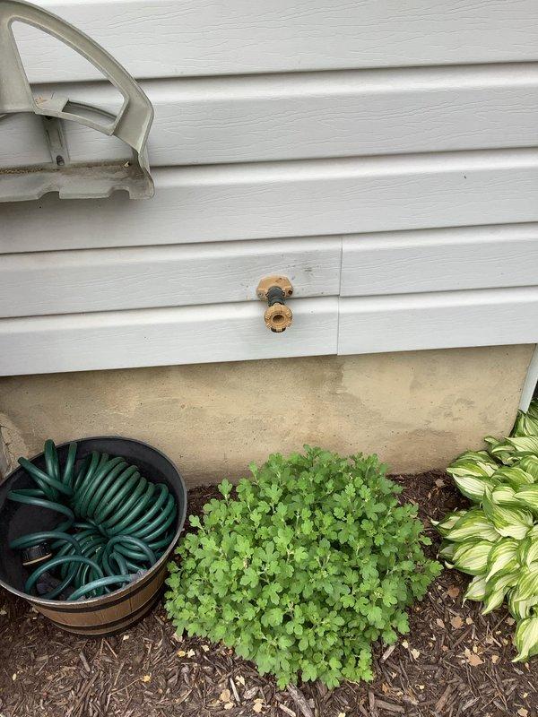 Responded to service call for inoperable outdoor hose spigot with seized valve handle. Upon arrival, confirmed presence of bee activity and yellow pollen residue around faucet assembly, indicating possible insect nest within or behind the fixture. Removed and replaced the brass hose bibb due to internal valve failure and potential contamination from insect infiltration. Installed new frost-free sillcock, ensuring proper mounting to exterior wall and verifying adequate drainage slope to prevent freeze damage.