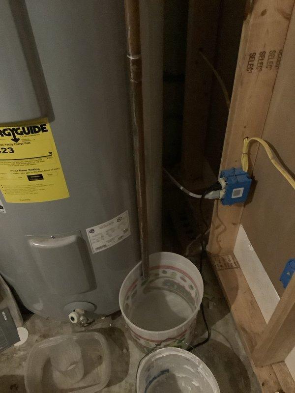 Responded to call for leaking pressure relief valve on A.O. Smith water heater. Diagnosed intermittent leak from temperature and pressure relief valve that had been occurring since winter. Replaced faulty pressure relief valve to restore proper operation and prevent water damage while property occupants were away. Noted absence of thermal expansion tank on system and documented recommendation for future installation to protect against excessive pressure buildup and extend equipment lifespan.
