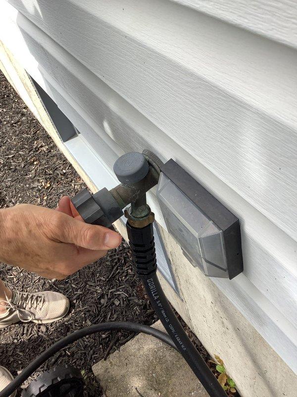 Responded to report of leaking exterior hose bibb that leaked during use but eventually stopped when turned off. Inspected frost-free style hose bibb mounted on building exterior and accessed attic space to examine the supply line and valve assembly. Identified worn stem assembly as source of leak. Replaced stem and internal kit components to restore proper seal and eliminate leakage during operation. Tested unit under pressure to verify repair and confirm no further leaks present.