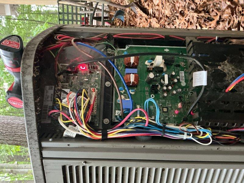 Completed comprehensive air conditioning tune-up and maintenance inspection on a 5-year-old Lennox heat pump system with LP backup heat. Performed multi-point system evaluation including inspection of electrical components, circuit boards, wiring connections, and condenser unit operation. All components found to be functioning properly with no issues identified during the inspection.