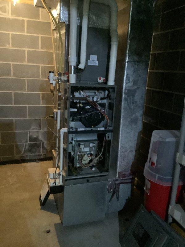 Completed comprehensive tune-up and maintenance on Rheem HVAC system installed in 2016, including both air conditioning and propane gas furnace components. Performed full inspection of outdoor condenser unit with refrigerant line check, electrical connections verification, and fan operation assessment; all components operating within normal parameters. Conducted indoor furnace inspection including blower motor evaluation, electrical wiring assessment, and burner assembly check; system tested and confirmed functioning properly with no issues identified.