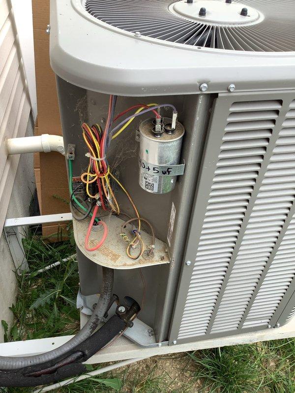 Completed comprehensive preventative maintenance inspection on central air conditioning system. Performed full AC/HP inspection checklist including sequence of operation verification, thermostat operation check, indoor and outdoor supply voltage measurements (245V/119V recorded), inspection of indoor and outdoor wiring connections, blower wheel condition assessment, indoor coil cleanliness evaluation, capacitor testing, and condenser component inspection. Verified compressor ratings and operation, checked high pressure switch tubing, tested voltage transmission relays, and inspected duct conditions. Documented system performance parameters and overall operation status. Filter size measurement required for platinum membership filter delivery program.