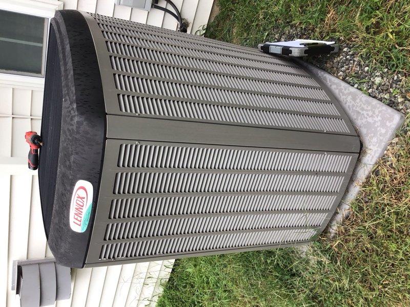 Completed preventive maintenance inspection on Lennox air conditioning system with indoor unit manufactured in 2016 and outdoor condenser manufactured in 2014. Performed comprehensive tune-up including system performance evaluation, refrigerant level check, electrical connections inspection, and condenser coil assessment. Additionally, replaced well water filter cartridge and installed spare filter as requested, then inspected neutralizer system for sediment buildup to ensure proper water treatment system operation.