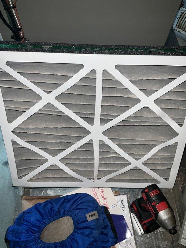 Performed scheduled HVAC maintenance on Club Heat 8-12 unit. Inspected and replaced heavily soiled air filter showing significant dust and debris accumulation. Documented condition of system components with photos, noting proper installation of new filter to ensure optimal system performance and air quality.