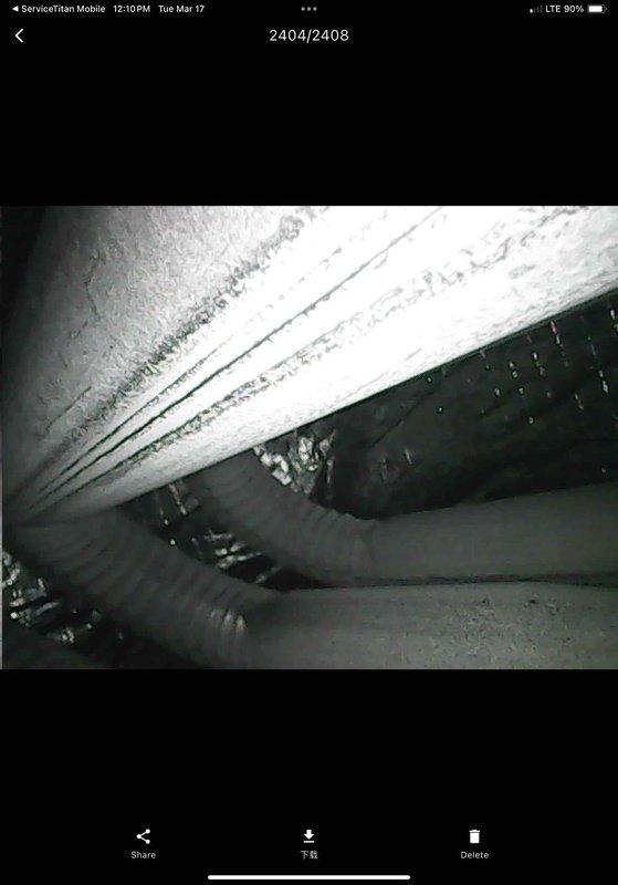 Performed City Inspection/PTU on system, documenting existing conditions with photos. Identified heavily soiled air filter with significant dust accumulation requiring replacement. Inspected ductwork in crawlspace, noting condition of flexible ducting and surrounding structural elements.