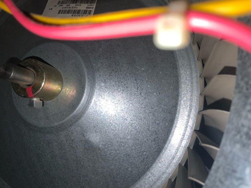 Completed preventive maintenance inspection under Club AC10-2 agreement. Inspected blower motor assembly and verified proper operation of fan blades and electrical connections. Examined insulation material for integrity and proper installation. All components found to be functioning within normal parameters with minor dust accumulation noted on motor housing. System operational upon completion of inspection.