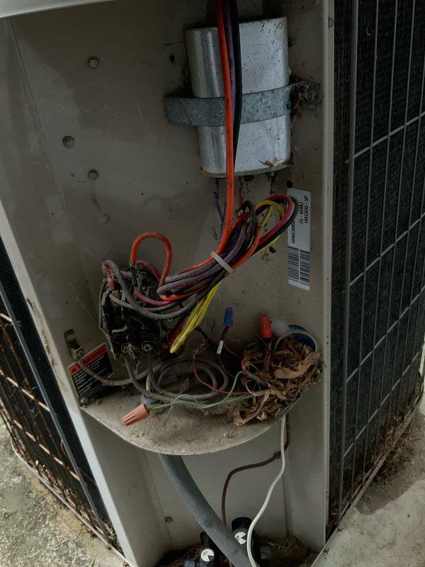 # HVAC Maintenance - Agreement Visit Summary

Completed annual preventative maintenance on residential Lennox air conditioning system as part of membership benefits program. Performed comprehensive AC tune-up including visual inspection of outdoor condenser unit, verification of proper refrigerant line insulation and securing, and examination of electrical connections at junction box. All wire terminations, including low-voltage control wiring, were inspected for proper connection integrity. System components were photographed for documentation purposes. Unit operational and ready for cooling season.