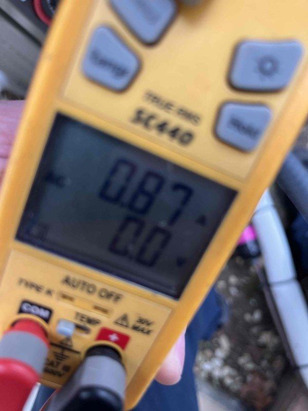 Completed annual AC tune-up and preventative maintenance on residential air conditioning system. Performed comprehensive system diagnostics using digital multimeter, measuring electrical parameters including voltage and amperage to verify proper operation. All components tested within normal operating specifications, system running efficiently with no issues identified.