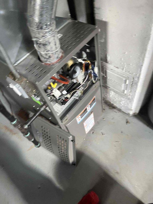 Responded to service call for recently installed furnace experiencing random shutdowns requiring breaker reset. Upon arrival, performed diagnostic testing and measured voltage at 250V, which exceeds the standard 240V residential supply and indicates an electrical supply issue causing the unit to trip on high voltage protection. Inspected internal wiring connections, blower motor assembly, and control board for any installation defects or loose connections. Verified all internal components and wiring were properly installed and secured. Identified that the incoming power supply voltage is outside acceptable operating parameters, causing the furnace safety controls to shut down the system to prevent component damage. Recommended contacting utility company to address elevated voltage supply to the residence before continued furnace operation.