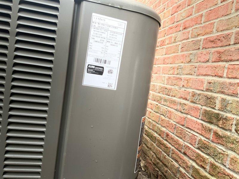 Completed Club AC12-4 preventive maintenance agreement visit on Lennox model ME250DXV300-060 outdoor condensing unit. Performed comprehensive system inspection including visual examination of unit exterior condition, verification of manufacturer data plate information, and documentation of equipment specifications. Unit operating within normal parameters with no deficiencies noted during inspection.