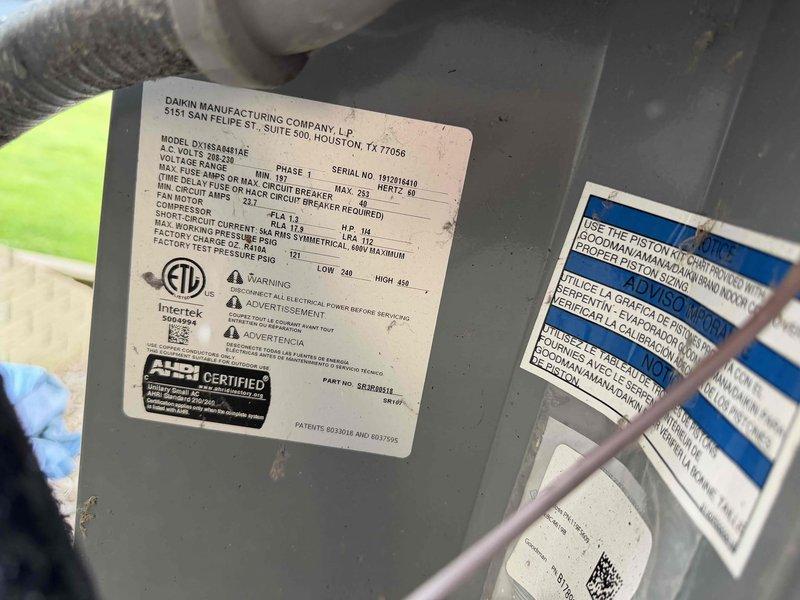 Completed routine HVAC maintenance tune-up as part of membership agreement benefits on Daikin DM96VE100SCNAC furnace (115V, 60Hz, 1-phase) and Daikin DATSBA1491AB air conditioning unit (208-230V, 60Hz, 1-phase). Performed comprehensive system inspection, verified manufacturer specifications, checked electrical connections and components, documented equipment condition through photographs, and ensured both heating and cooling systems are operating within normal parameters for continued reliable performance through the 2026 contract maintenance period.