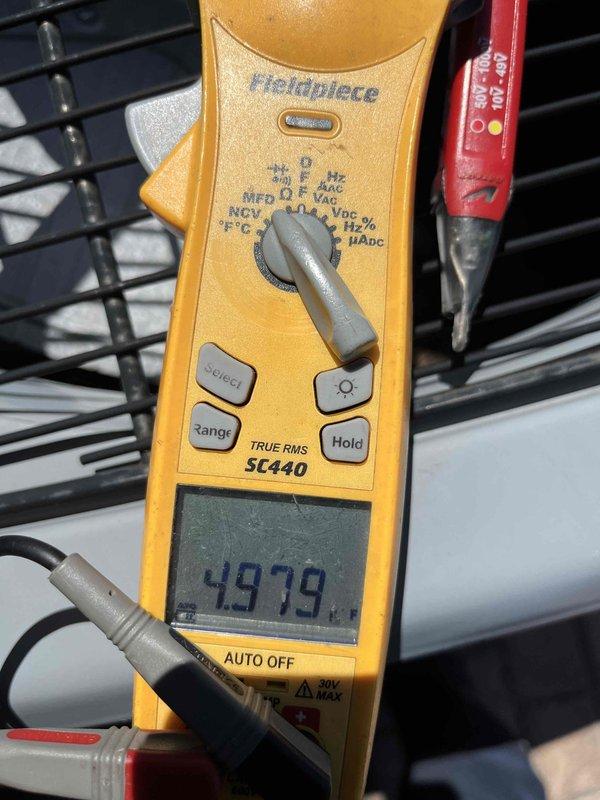 Completed annual HVAC maintenance tune-up on air conditioning system as part of membership benefits. Performed comprehensive system inspection including electrical testing with clamp meter showing 49.79 amp reading, verified all electrical connections at contactor and terminal blocks, inspected wiring integrity across all phases and control circuits. System operational and ready for cooling season.