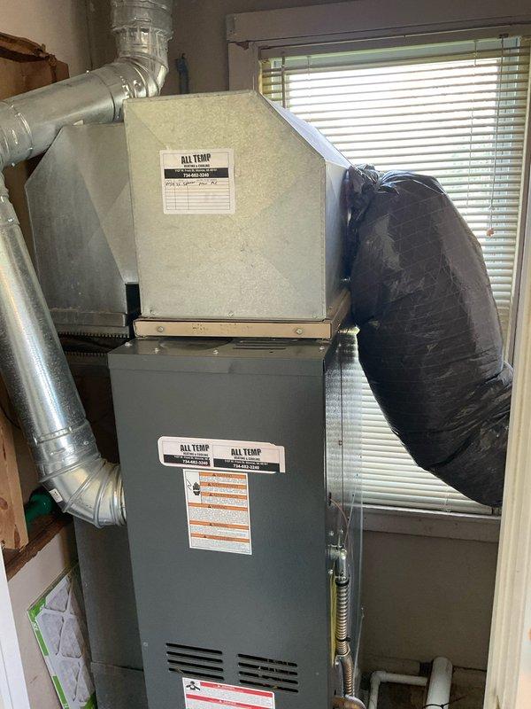 Completed comprehensive estimate for furnace and air handler replacement. Assessed existing All Temp HVAC system installation in utility closet, including furnace unit with mounted air handler, metallic supply ductwork, and flexible return duct connections. Evaluated electrical panel requirements and existing service capacity to support new equipment installation.