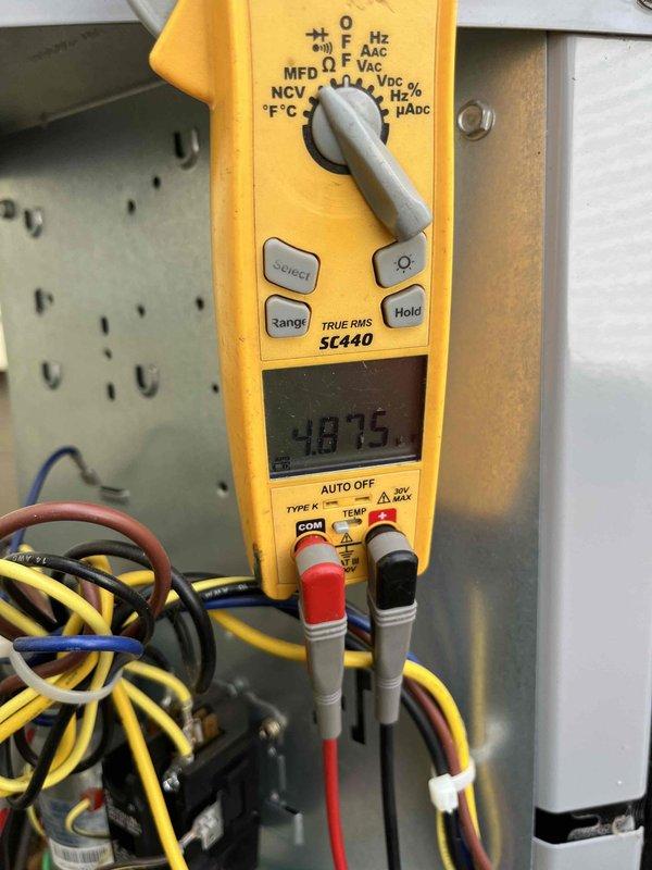 Completed comprehensive tune-up on furnace and air conditioning system, with both units operating properly upon arrival. Performed standard maintenance protocols including electrical testing of control board voltage (4875mV reading captured) and capacitor diagnostics showing 0.66A draw at 88°F. Addressed customer concern regarding AccuClean filtration system experiencing intermittent operation, troubleshot and restored proper functionality to air filtration unit.