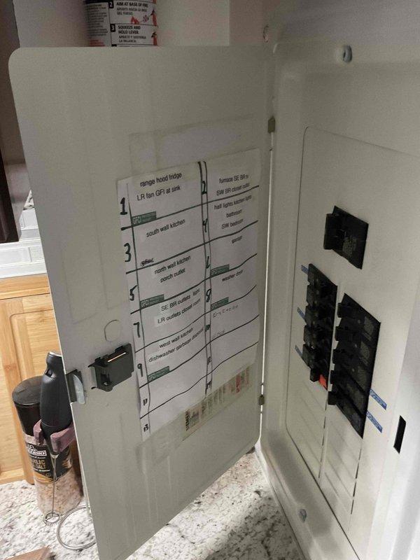 Conducted site evaluation for new mini split system installation at owner-occupied single family residence. Assessed existing electrical infrastructure by inspecting main service panel to verify capacity and available breaker spaces for mini split power requirements. Documented electrical panel configuration and circuit layout to determine feasibility of installation and identify optimal connection point for new HVAC equipment.