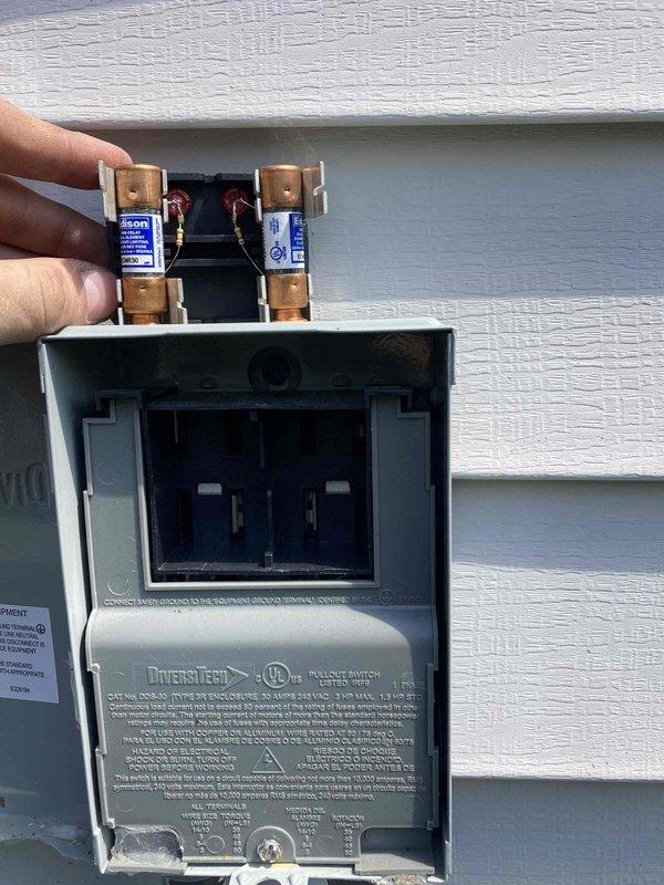 Completed routine preventative maintenance visit under Club AC12-4 agreement for residential air conditioning system. Inspected outdoor disconnect box and confirmed proper fuse operation, verifying electrical connections and safety components were secure. Performed standard inspection of indoor air handler unit, assessed filter condition, and evaluated overall system performance to ensure optimal operation for the cooling season.