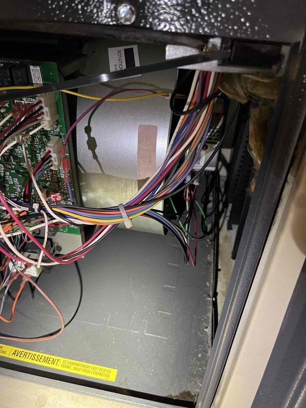 Completed preventative maintenance inspection on air conditioning system as part of club maintenance agreement. Performed comprehensive system evaluation including electrical components, capacitor condition, and internal cabinet inspection. Documented equipment condition with photos showing control board, wiring connections, and mechanical components. All electrical connections verified secure, capacitor tested within specifications, and system operational parameters confirmed normal. Cabinet interior showed accumulation of debris which was noted for monitoring. Unit operating properly with no immediate service needs identified at time of inspection.