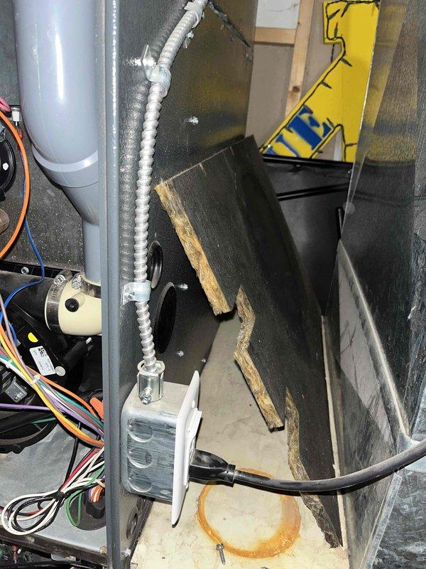 Completed preventative maintenance inspection on air conditioning system as part of club maintenance agreement. Performed comprehensive system evaluation including electrical components, capacitor condition, and internal cabinet inspection. Documented equipment condition with photos showing control board, wiring connections, and mechanical components. All electrical connections verified secure, capacitor tested within specifications, and system operational parameters confirmed normal. Cabinet interior showed accumulation of debris which was noted for monitoring. Unit operating properly with no immediate service needs identified at time of inspection.