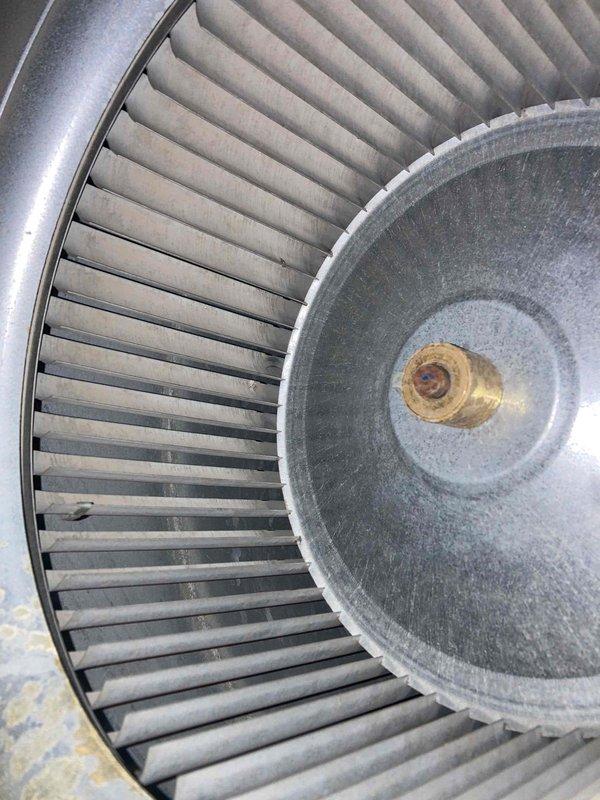 Performed comprehensive 10-point air conditioning tune-up including system diagnostics and performance verification. Inspected blower wheel assembly and confirmed proper operation with clean blade configuration and secure mounting hardware. Conducted electrical testing using digital multimeter to verify proper voltage and system functionality, with all readings within manufacturer specifications.