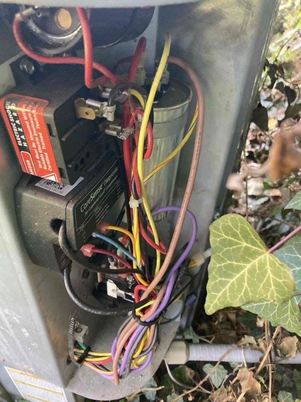 Completed annual AC maintenance tune-up under prepaid membership agreement. Performed comprehensive system inspection including evaporator coil examination and outdoor unit electrical component check. Inspected evaporator coil fins and copper refrigerant lines for proper condition, verified coil assembly integrity within housing unit. Examined outdoor unit electrical compartment, inspected capacitor connections and wiring terminals, confirmed proper wire routing and secure connections on all colored leads. Removed debris and vegetation accumulation from around outdoor unit. All components operating within normal parameters, system ready for cooling season.