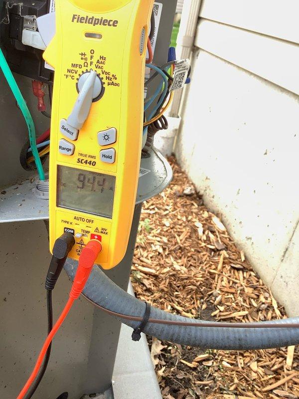 Completed preventive maintenance agreement visit on residential air conditioning system. Performed electrical diagnostics using digital multimeter, recording voltage readings and verifying proper amperage draw on condensing unit. Utilized refrigerant manifold gauges to measure system pressures and superheat/subcooling values, confirming refrigerant charge at 189.7 PSIG with 2.2°F subcooling within manufacturer specifications. System operating efficiently with no deficiencies noted.
