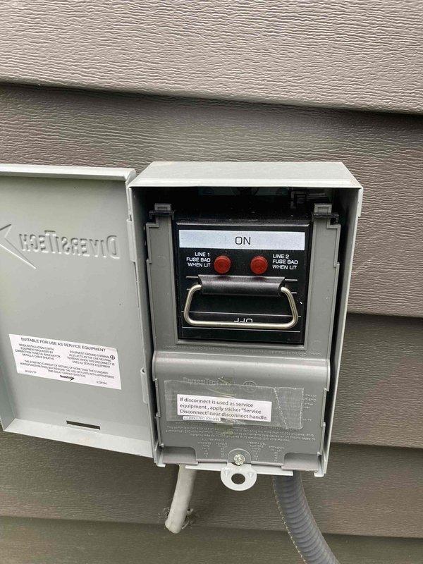Completed preventive maintenance inspection on residential air conditioning system as part of CLUB AC 4-6 agreement. Performed comprehensive evaluation of electrical components including generator disconnect switch, transfer switch assembly, and primary contactor. Inspected and documented condition of control board, wiring connections, and safety indicators. All fuse indicator lights functioning properly with no illuminated fault conditions observed. Verified proper operation of disconnect mechanism and confirmed secure wire terminations on contactor and control board connections. System operating within normal parameters with no immediate service needs identified.