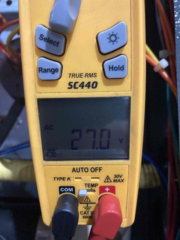 Responded to no heat call and diagnosed thermostat communication issue. Found blower assembly heavily contaminated with dust and debris accumulation affecting system performance. Verified proper voltage supply at 270V to system components using multimeter. Addressed thermostat malfunction, restored heating operation, and recommended blower cleaning to prevent future airflow restrictions and ensure optimal system efficiency.