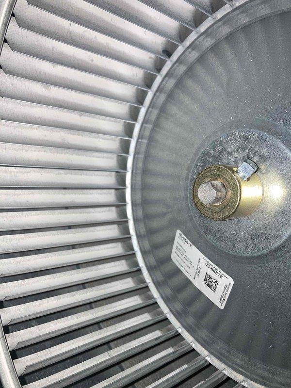 Responded to no cooling complaint on residential HVAC system. Upon inspection, accessed blower assembly and evaporator coil compartment to diagnose airflow and cooling issues. Examined blower wheel for debris accumulation, proper alignment, and operational condition. Inspected evaporator coil configuration and condensate drainage system including PVC piping and connections to ensure proper function and drainage flow. Verified all mechanical components were secure and operational, completing diagnostic assessment of the cooling system.