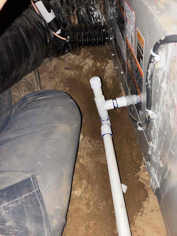 Completed full HVAC system installation including a 2-ton air conditioning unit positioned in the right side yard and matching evaporator coil installed in the crawl space. Installed new air handler unit with proper ductwork connections utilizing flexible insulated ducting, established condensate drainage system with PVC piping and pump assembly, and ran new dedicated electrical circuit to power the system. All mechanical, electrical, and air conditioning components were properly installed, wired, and reconnected to ensure optimal system performance and code compliance.