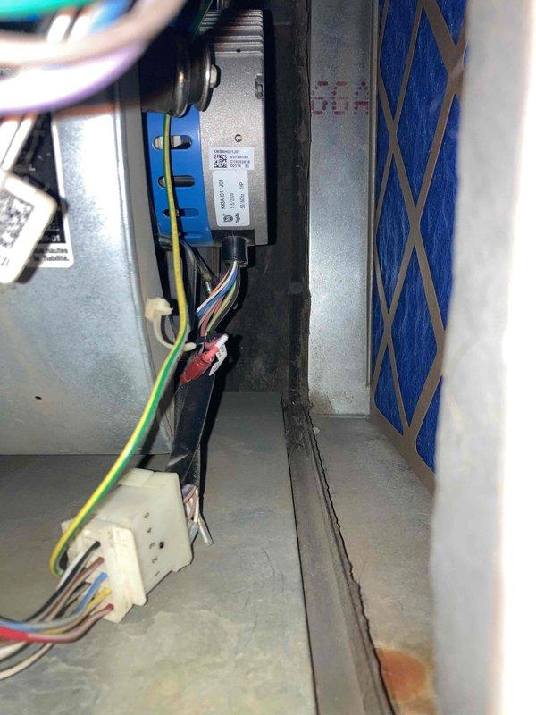 Completed scheduled HVAC maintenance agreement visit performing comprehensive tune-up service on residential heating and cooling system. Inspected interior compartment, verified all electrical connections and wiring secure, examined control module and power supply components for proper operation, and confirmed air filter condition and proper installation. All components found in functional operating condition with normal wear patterns observed.