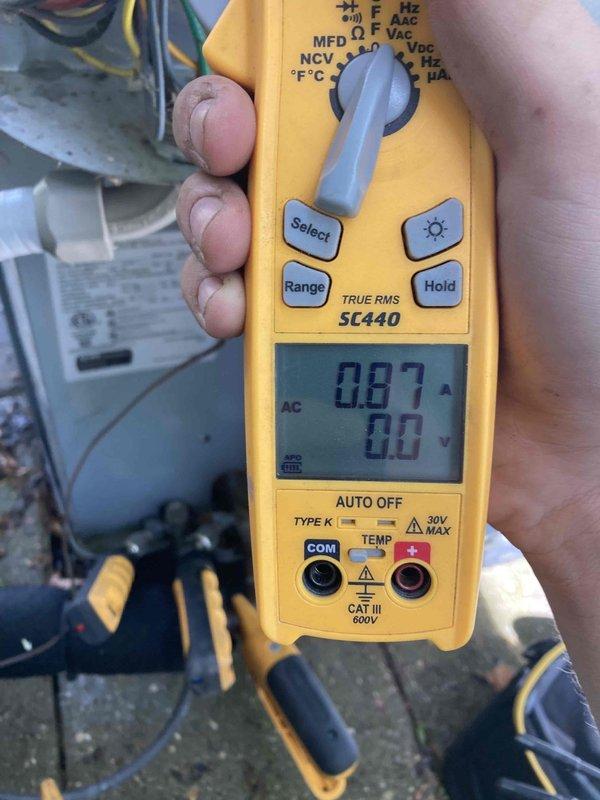 Completed comprehensive AC tune-up service including system diagnostics and performance verification. Used Fieldpiece SC440 TRUE RMS multimeter to measure electrical parameters, capacitance readings, and temperature differentials across the air handler unit. All measurements recorded within manufacturer specifications, confirming proper system operation and efficiency.