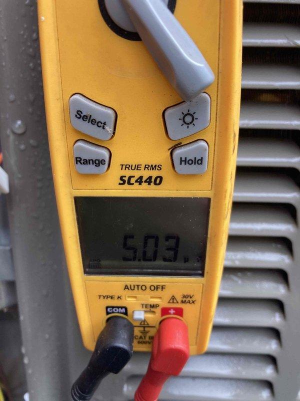 Completed preventive maintenance agreement visit on dual residential HVAC system. Performed comprehensive inspection of both Lennox condensing units, including visual assessment of exterior casings, refrigerant line connections, and mounting pads. Conducted operational diagnostics using Fluke SC440 multimeter, recording temperature readings of 503°F at heat exchanger components. Inspected condenser coils for debris accumulation and airflow obstruction, verified proper clearances around both units, and confirmed refrigerant lines are secure and properly insulated. All equipment operating within normal parameters per manufacturer specifications.