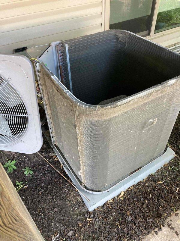 Completed comprehensive AC maintenance tune-up as part of prepaid membership agreement. Performed full system inspection of outdoor condenser unit, including electrical diagnostics with clamp meter showing normal amperage readings, visual assessment of coil condition revealing moderate dirt and debris accumulation on condenser fins, and verification of all mechanical components. No operational issues identified; system functioning within normal parameters at time of service.