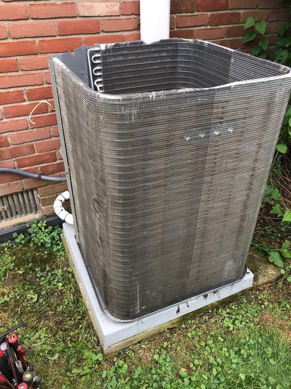 Responded to no-cool call on Lennox ML14XC1S030 condenser unit where outdoor fan motor failed to operate. Diagnosed faulty fan motor and capacitor, replaced both components, verified proper amperage draw and airflow across condenser coil, and restored system to normal cooling operation.