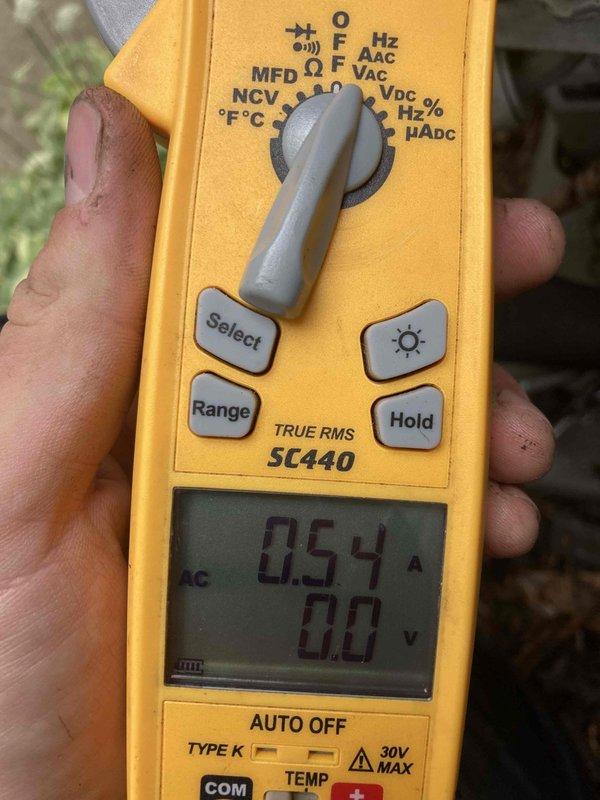 Completed routine preventative maintenance inspection under CLUB AC 10-2 agreement. Performed system diagnostics and electrical measurements, recording amperage draw of 0.54A and verifying proper voltage levels across the air conditioning unit. All electrical parameters measured within manufacturer specifications, confirming optimal system performance and operational efficiency.