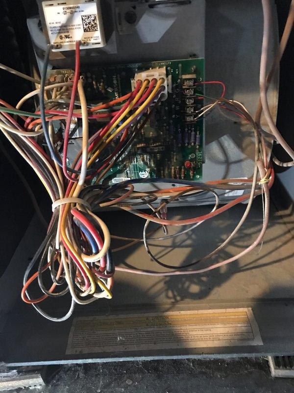 Responded to no cooling complaint on 9-year-old system. Upon arrival, confirmed unit was running but not producing cold air. Performed diagnostic inspection of electrical components and control board, verifying all connections were secure and properly terminated. Inspected blower assembly and wheel for proper operation and airflow obstruction. Found dust accumulation on blower components affecting system efficiency. Cleaned blower wheel and housing to restore proper airflow. Verified all electrical connections at control board and wiring harness were intact and functioning correctly.