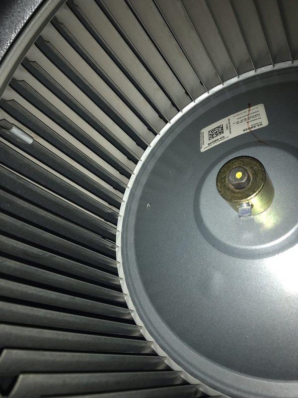 Completed routine preventive maintenance inspection on air handling unit as part of CLUB AC 10-2 agreement. Performed comprehensive visual inspection of blower assembly, motor, and internal components; documented equipment model number S825041 (DIMP TNC12N2047, manufactured 09/2013) and verified operational status of all accessible mechanical systems. All components found operating within normal parameters with no immediate service requirements identified.