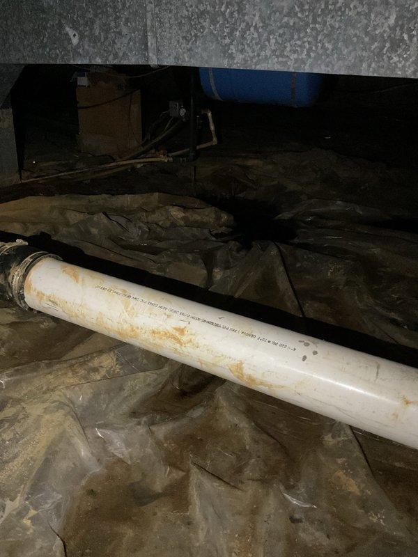 Conducted site assessment of crawl space to evaluate ductwork requirements for large room experiencing insufficient airflow. Inspected existing HVAC infrastructure including exposed joists, vapor barrier condition, and available routing paths for new duct installation. Documented crawl space dimensions, clearance heights, and structural obstacles including PVC plumbing lines and concrete block foundation walls. Evaluated optimal duct run placement to maximize air delivery while minimizing installation complexity in confined space with limited access. Provided estimate for materials and labor required to install properly sized supply duct from main trunk line to address inadequate air circulation in affected room.